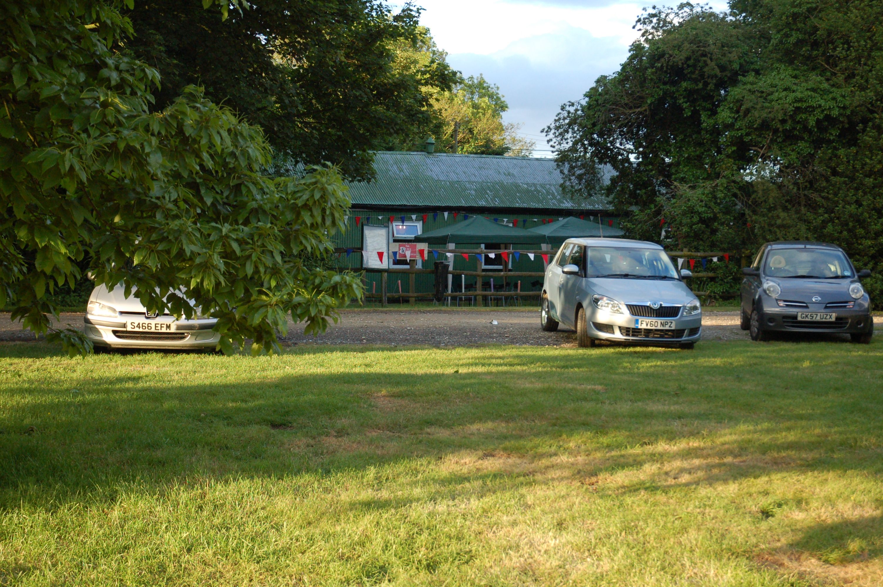 Cars outside hall